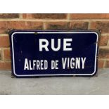 French Enamel Street Sign Rue Alfred De Vigny""