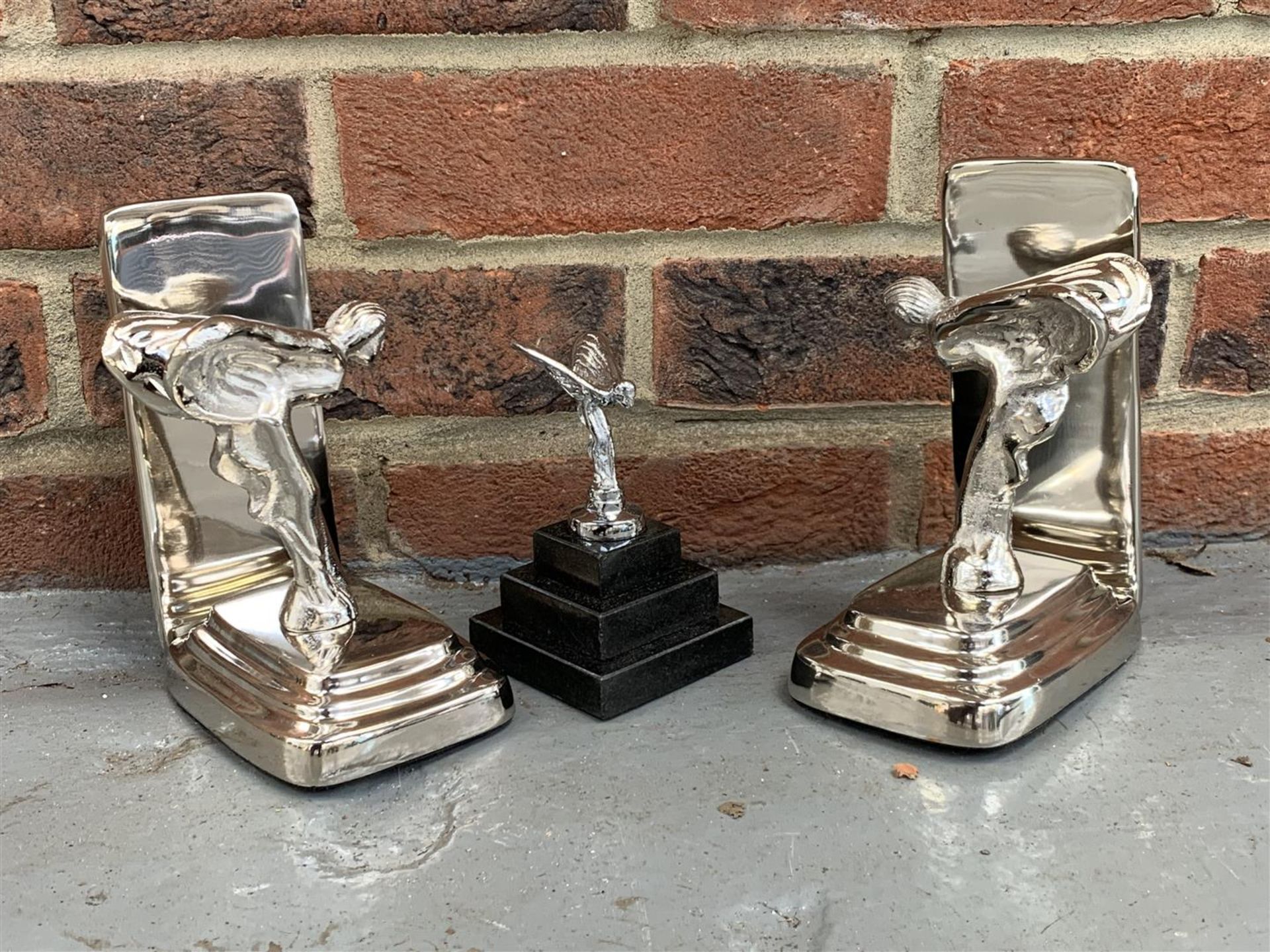 Pair Aluminium Spirit Of Ecstasy Bookends & Small Mascot (3)