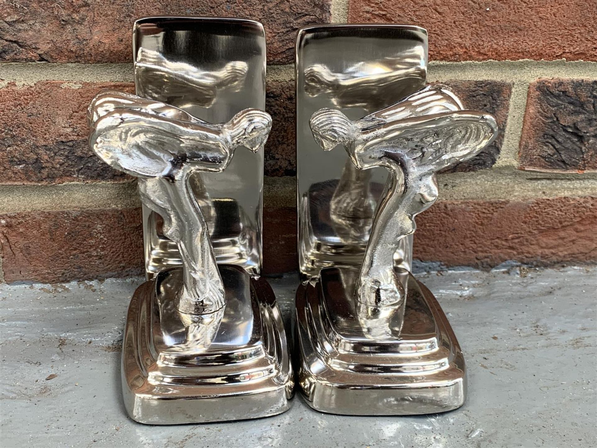 Pair Aluminium Spirit Of Ecstasy Bookends & Small Mascot (3) - Image 3 of 4