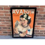 Framed Avalon Cigarettes Card Advertising Sign A/F WW2 era