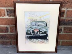Framed Watercolour Mk7 Jaguar By Andy Danks