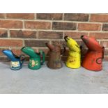 Five Vintage Oil Jugs