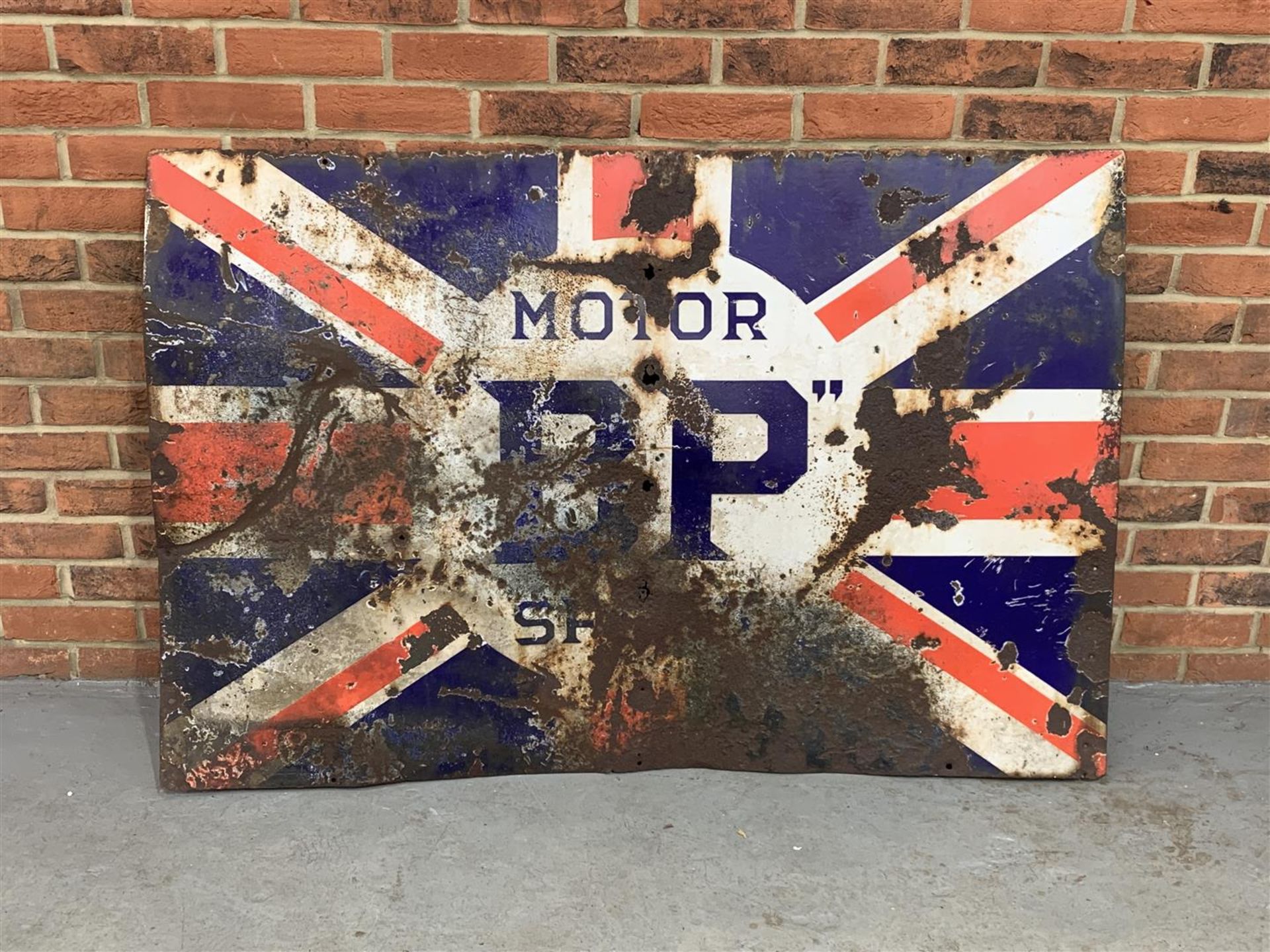 Enamel BP Motor Spirit Union Jack Sign