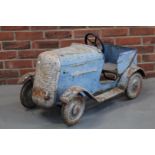 Vintage Blue Tin Plate Childs Pedal Car