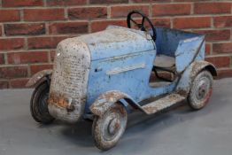 Vintage Blue Tin Plate Childs Pedal Car