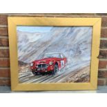 Framed Oil On Canvas Of A Austin Healey By Andy Danks