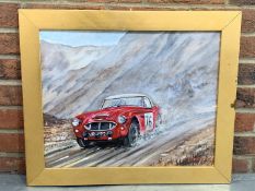 Framed Oil On Canvas Of A Austin Healey By Andy Danks