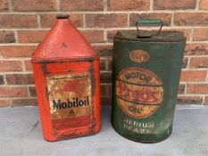 Two Vintage Oil Cans Pratts Motor Oil & Mobiloil (2)