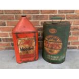 Two Vintage Oil Cans Pratts Motor Oil & Mobiloil (2)