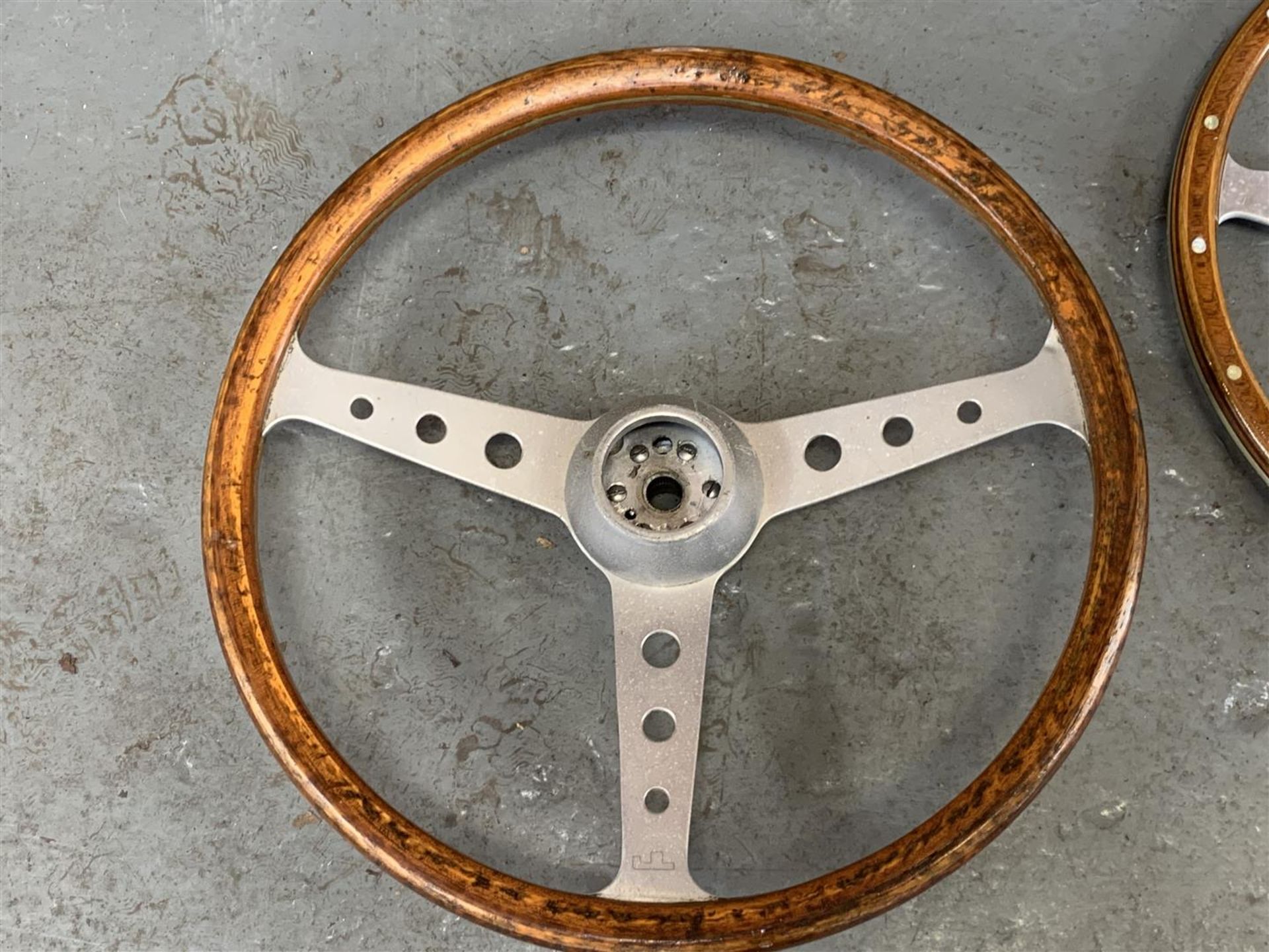 Six Wooden Classic Car Steering Wheels - Image 5 of 7