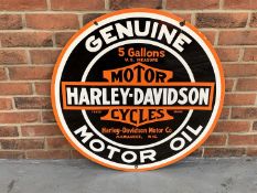 Circular Enamel Genuine Harley-David Motorcycles Sign