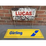 Metal Lucas Stand & Plastic Girling Sign (2)