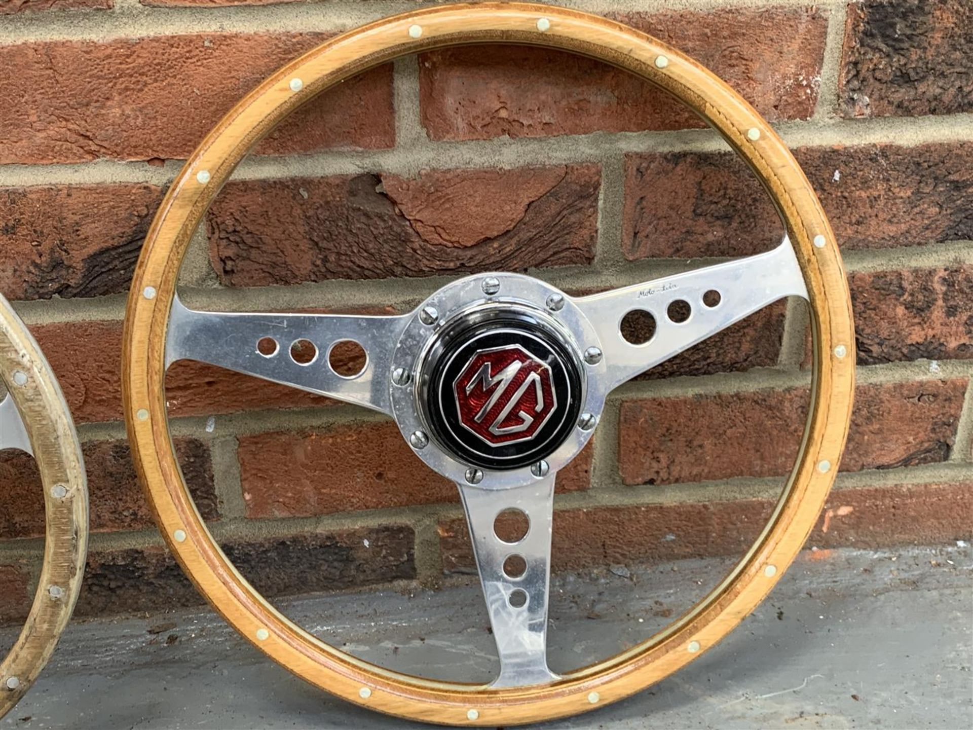 Six Wooden Classic Car Steering Wheels - Image 2 of 7