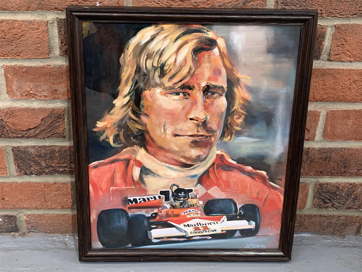 Framed Oil On Canvas Of James Hunt By John Thompson