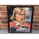 Framed Oil On Canvas Of James Hunt By John Thompson