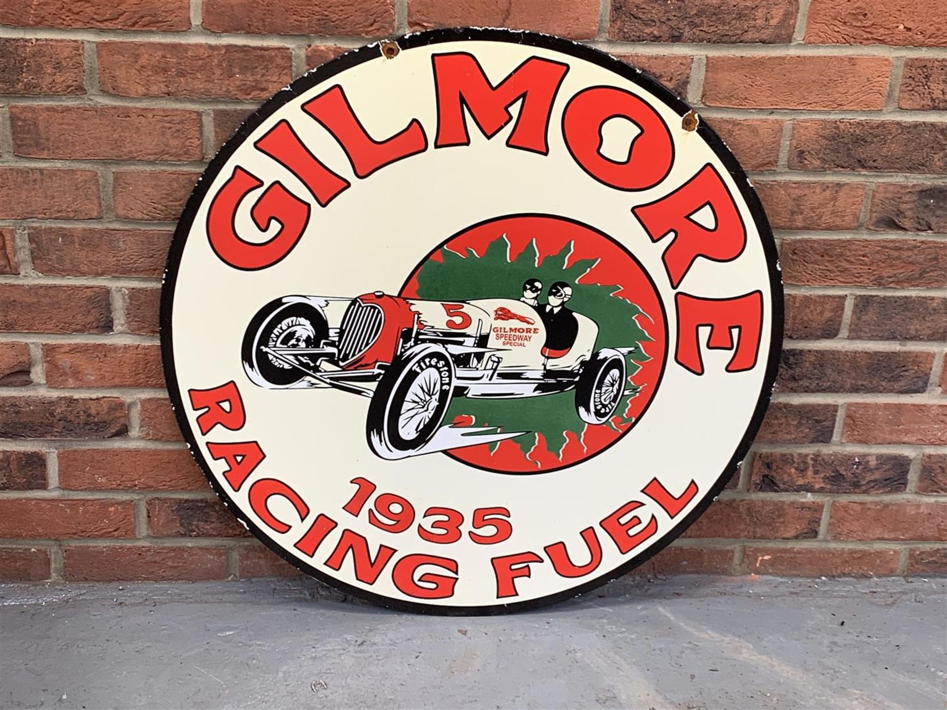 Circular Enamel Gilmore Racing Fuel Sign