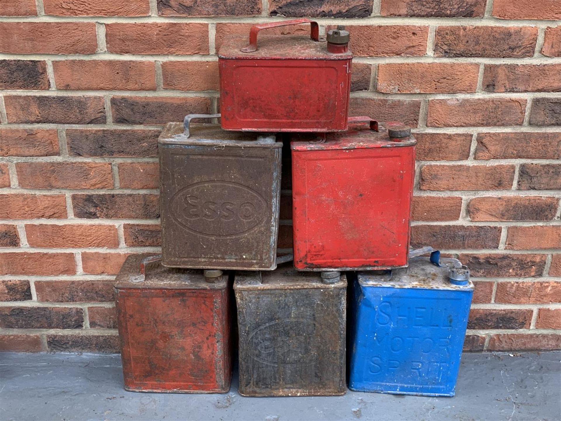 Five Vintage Two Gallon Fuel Cans & One Gallon Can (6)