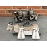 Pair 1 1/2 SU Carburetor With Manifold & Heat Shield