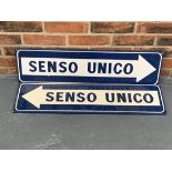 Two Painted Senso Unico Directional Signs (Ex Goodwood Display)