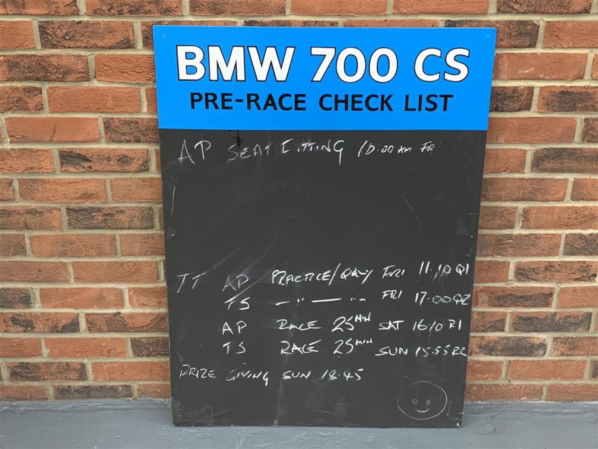 Painted On Board BMW 700 CS Pre-Race Check List (Ex Goodwood Display)