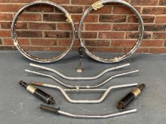 Four Vintage Motorbike Handle Bars Etc