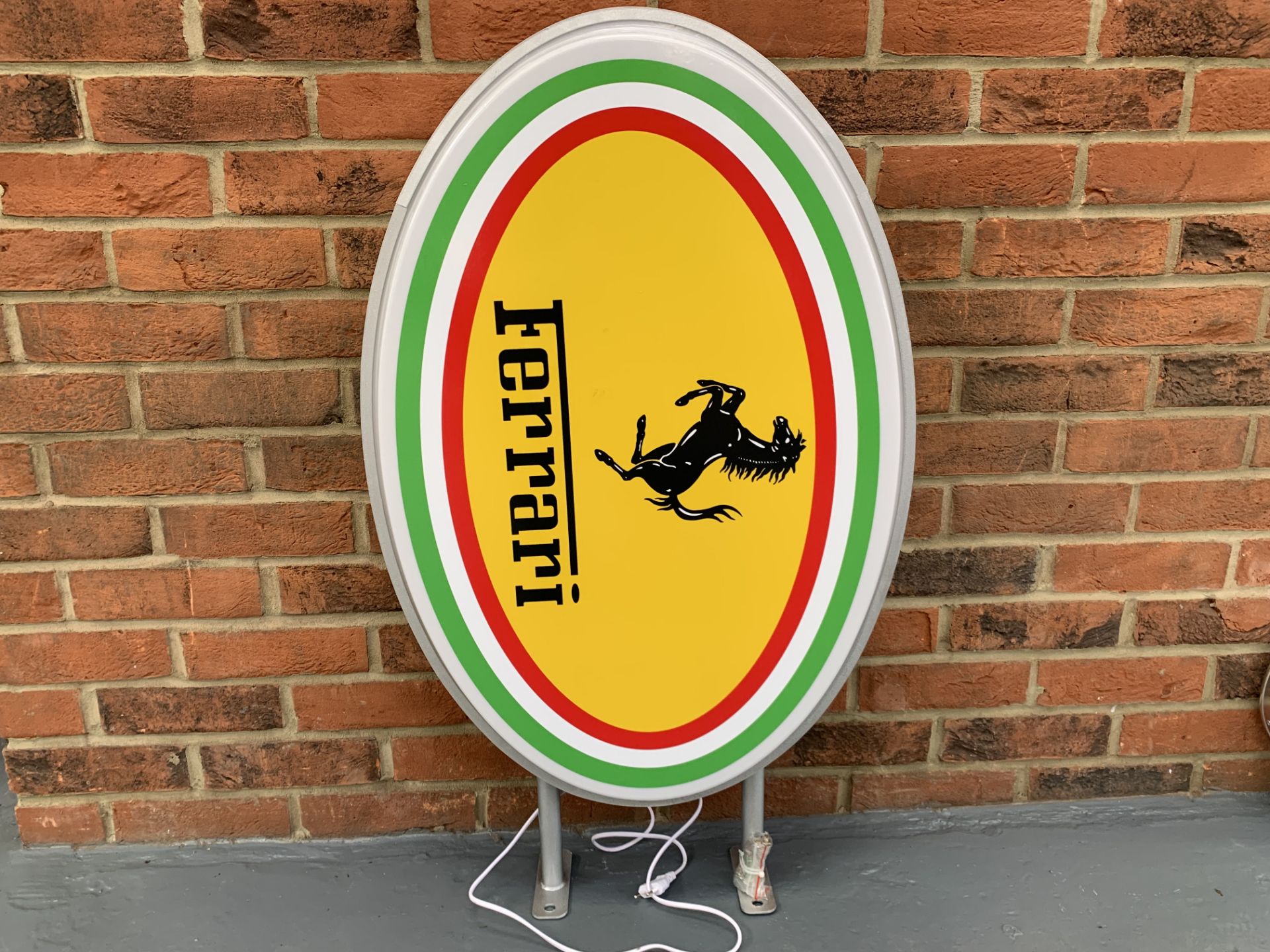 Modern Wall Mounted Oval Ferrari Illuminated Dealership Sign