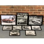 Nine Framed Pictures Of Classic Race Cars