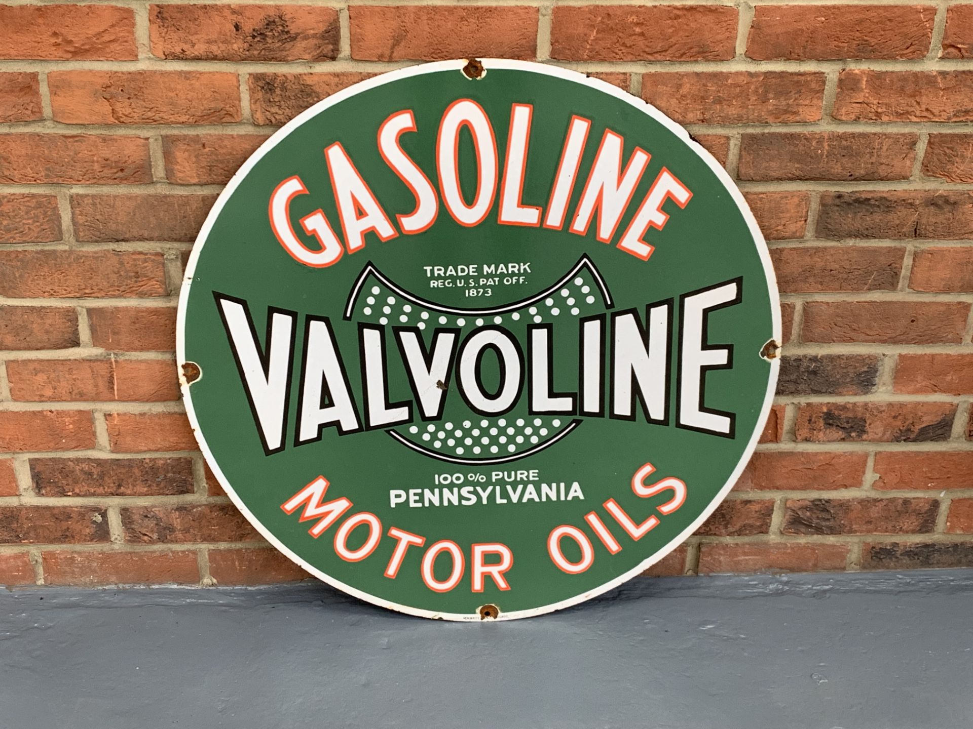 Enamel Circular Valvoline Gasoline Motor Oils Sign