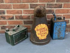 Large Golden Shell Motor Oil Jug & Two Others (3)