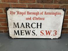 Enamel March Mews" Street Sign"