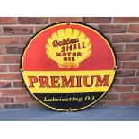 Enamel Circular Golden Shell Premium Motor Oil Sign