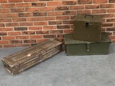 Three Metal/Wooden Military Type Boxes