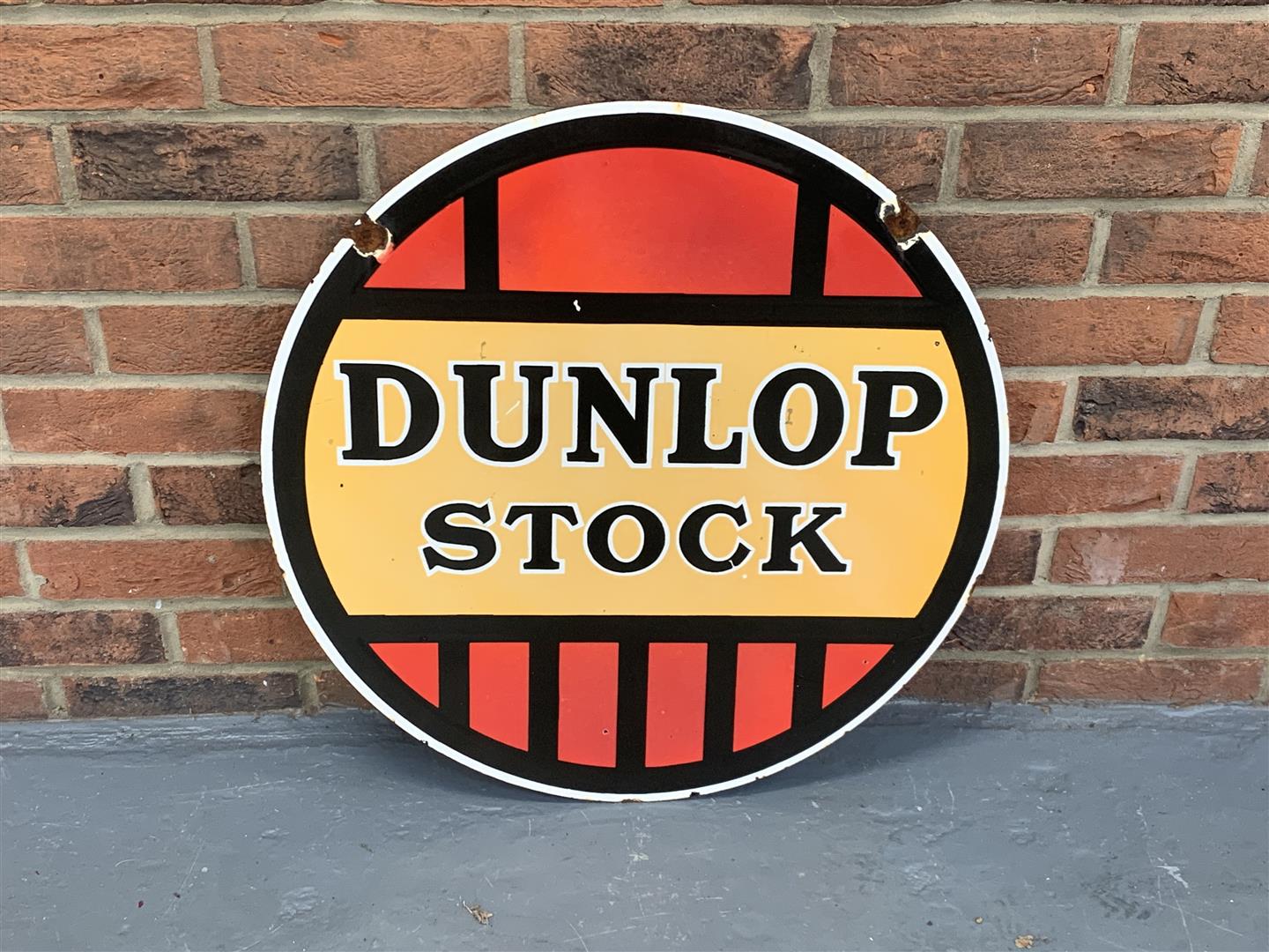 Enamel Circular Double Sided Dunlop Stock Sign