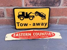 Enamel Eastern Counties Sign & Aluminium Tow Away Sign (2)