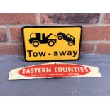 Enamel Eastern Counties Sign & Aluminium Tow Away Sign (2)