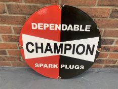 Enamel Circular Champion Dependable Spark Plug's Sign