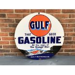 Enamel Circular Gulf Gasoline Sign