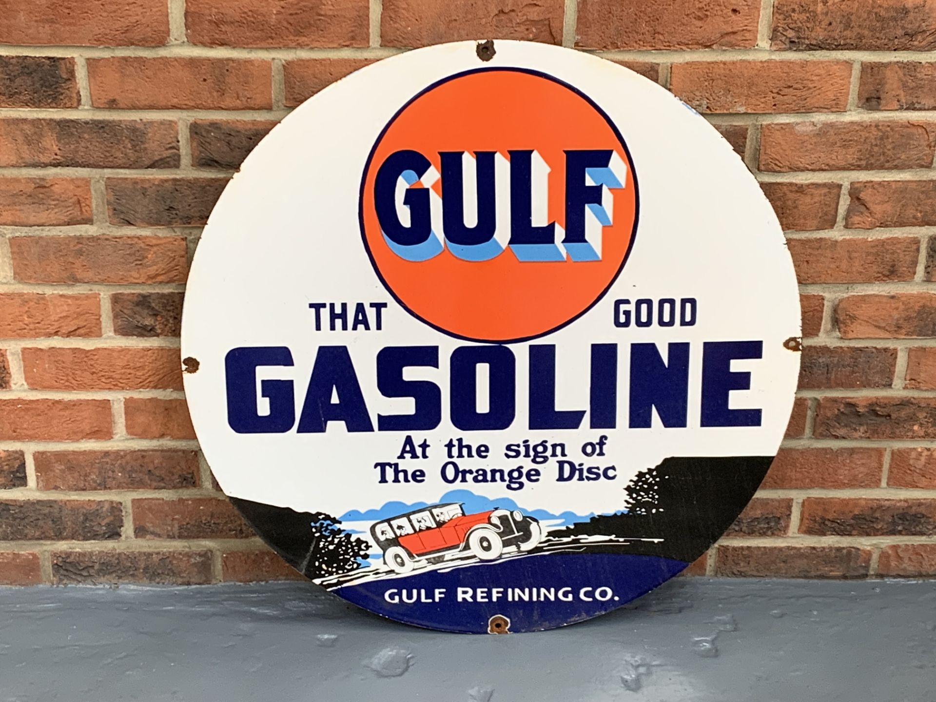 Enamel Circular Gulf Gasoline Sign