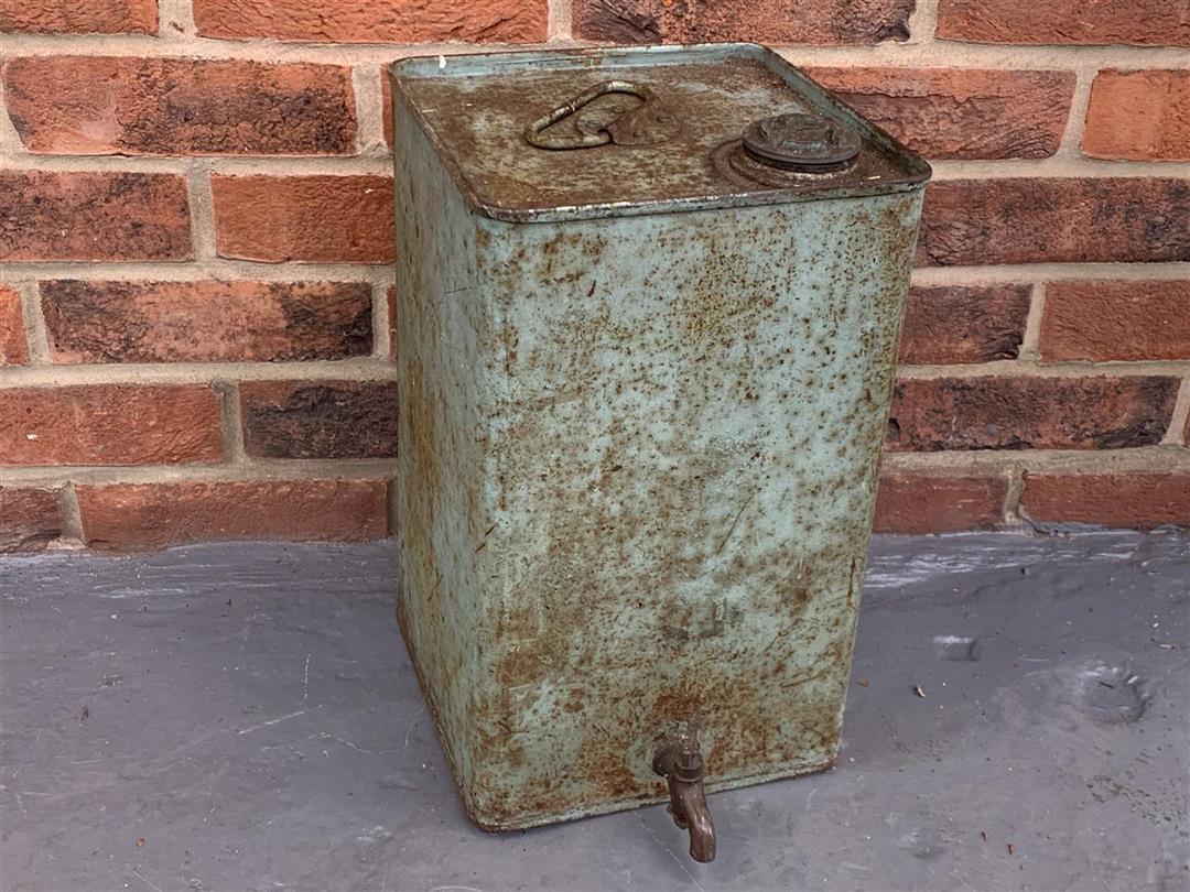Vintage Square Oil Can With Brass Tap