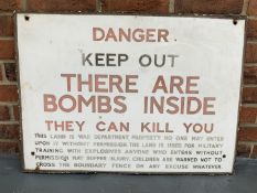 Original 1950's Warning Bombs" Sign"