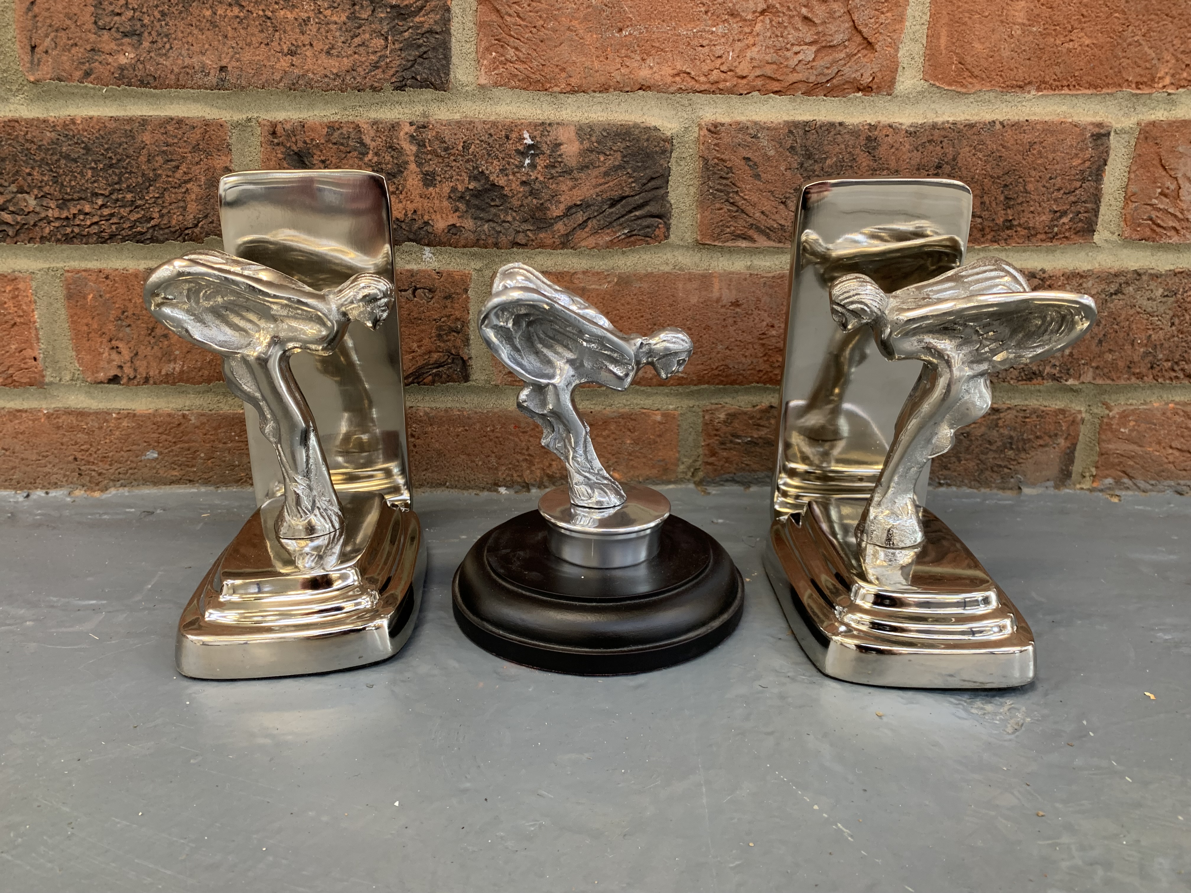 Pair Cast Aluminium Spirit Ecstasy Bookends & Small Mascot (3) - Image 2 of 2