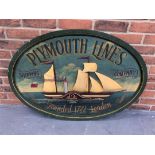 Oval Wooden Painted Plymouth Lines Sign