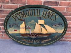 Oval Wooden Painted Plymouth Lines Sign