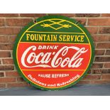 Enamel Circular Coca-Cola Fountain Service Sign