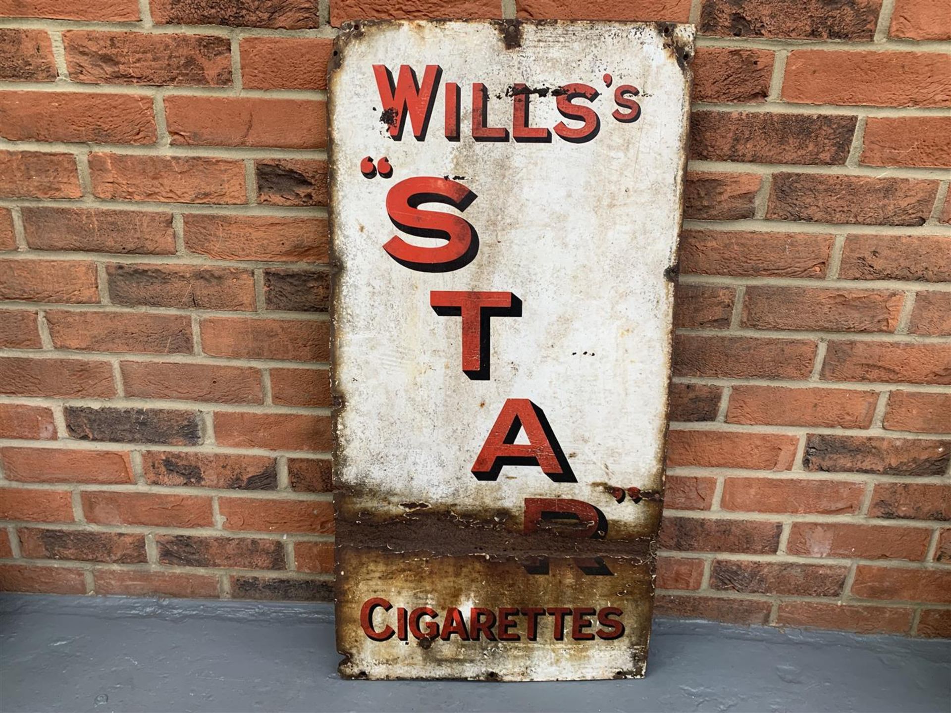 Original Wills's Star Cigarettes" Enamel Sign"