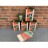 Five Castrol Oil Cans