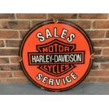 Enamel Circular Harley-Davidson Motor Cycles Sign