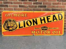 Large Enamel Gilmore Lion Head Motor Oil Sign