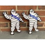 Pair Of Small Metal Michelin Men