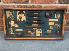 Framed Display Case Of Pipes & Cigars